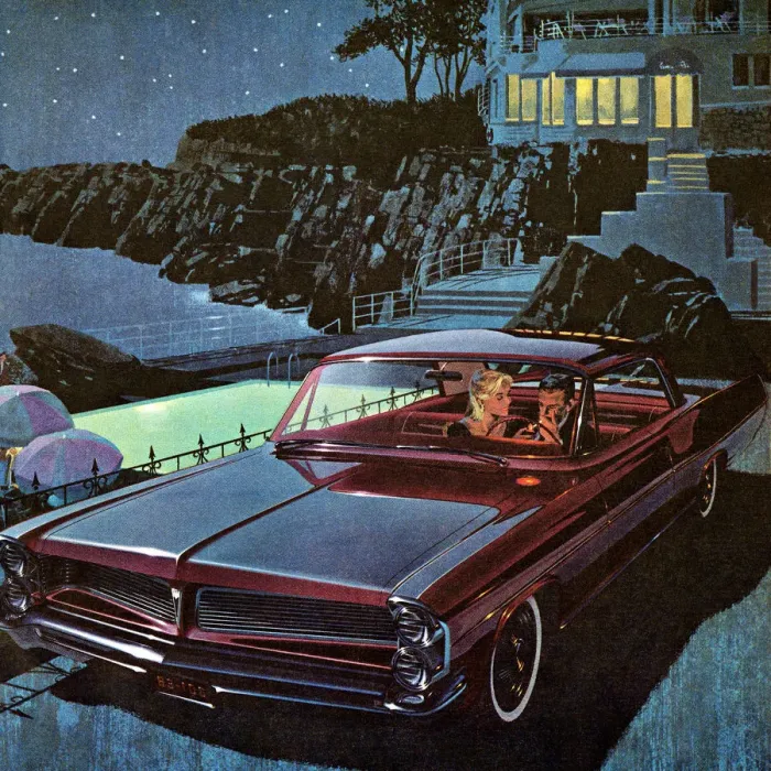 Framed Print : Couple in Burgundy Vintage Car at Night Framed Print : Couple in Burgundy Vintage Car at Night
