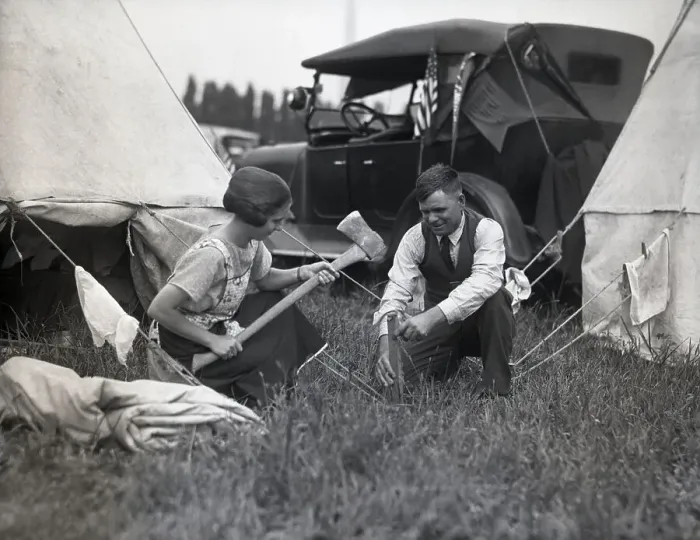 Framed Print : Couple Camping Framed Print : Couple Camping