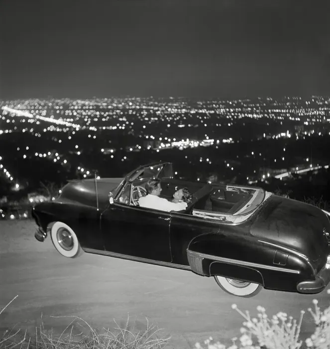 Framed Print : Couple In Convertible On Mulholland Drive Framed Print : Couple In Convertible On Mulholland Drive