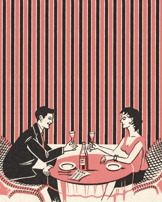 Framed Print : Couple on a Date at a Restaurant Framed Print : Couple on a Date at a Restaurant