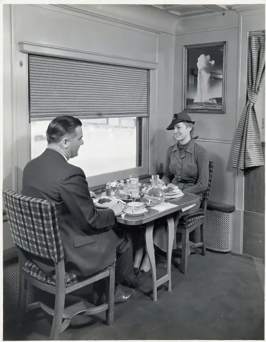 Framed Print : Couple Dining in Train Dining Car Framed Print : Couple Dining in Train Dining Car