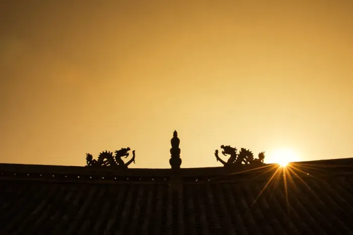 Framed Print : A couple of dragon statue on the roof Framed Print : A couple of dragon statue on the roof