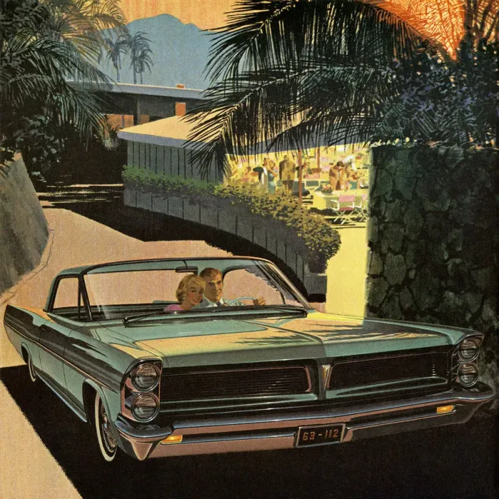 Framed Print : Couple Driving Vintage Turquoise Car