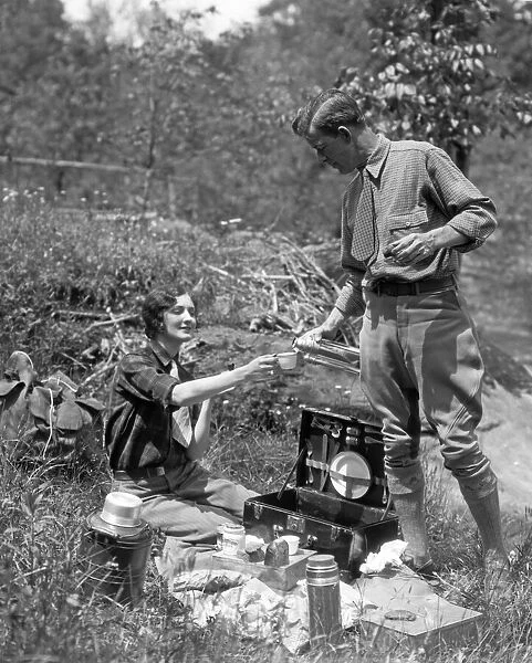 Couple having picnic