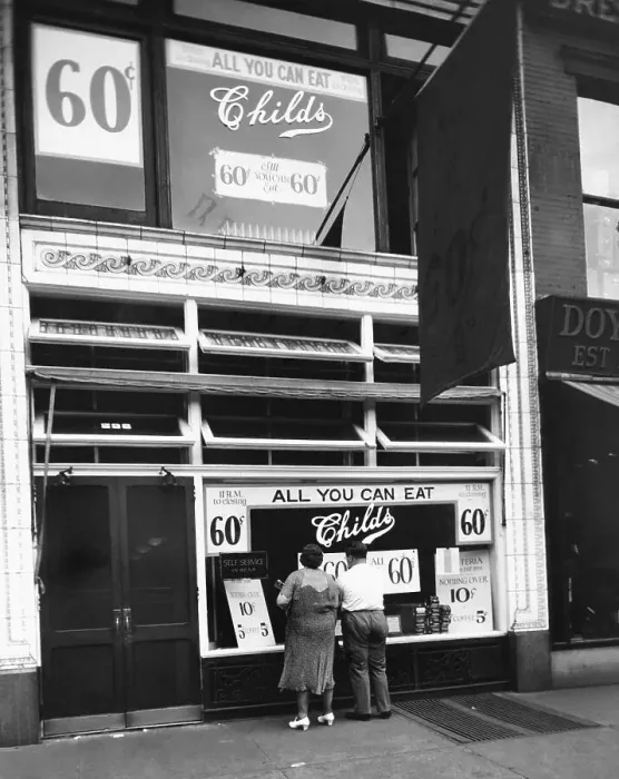 Framed Print : Couple Looking into Childs Restaurant Framed Print : Couple Looking into Childs Restaurant