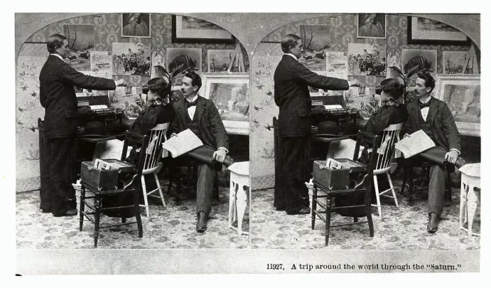 Framed Print : Couple Looking at Stereoscopic Images