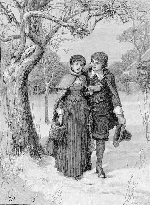 Framed Print : Couple Under Mistletoe Outside Framed Print : Couple Under Mistletoe Outside