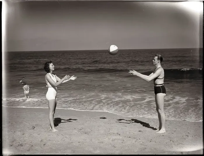 Framed Print : Couple Playing with Beach Ball Framed Print : Couple Playing with Beach Ball