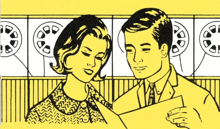 Framed Print : Couple reading transcript Framed Print : Couple reading transcript