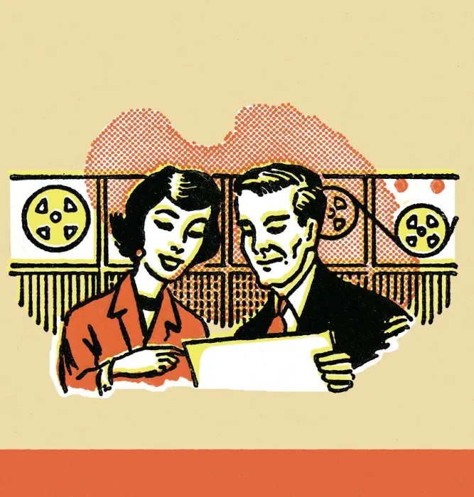Framed Print : Couple reviewing transcript Framed Print : Couple reviewing transcript