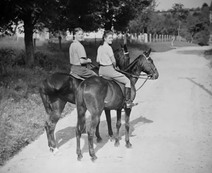 Framed Print : Couple riding horses (B&W), , portrait Framed Print : Couple riding horses (B&W), , portrait