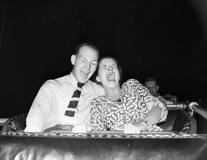 Framed Print : Couple On Roller Coaster