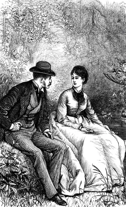 Framed Print : Couple sitting in garden talking Framed Print : Couple sitting in garden talking