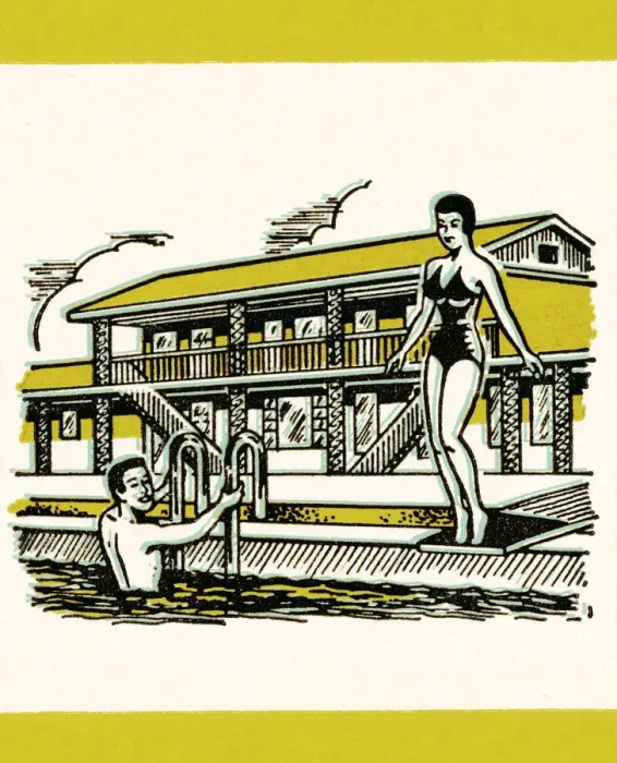 Framed Print : Couple at swimming pool Framed Print : Couple at swimming pool