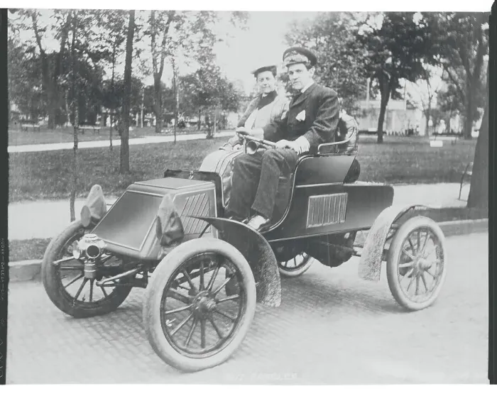 Framed Print : Couple Touring in Rambler Runabout Automobile Framed Print : Couple Touring in Rambler Runabout Automobile
