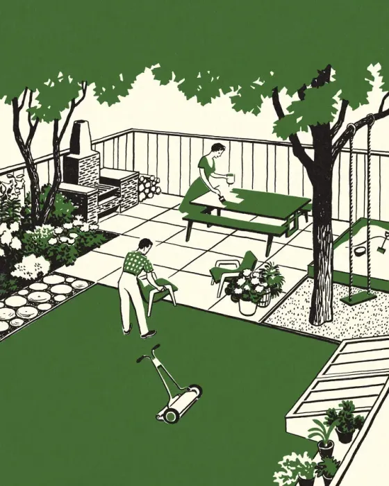 Framed Print : Couple Working In the Backyard