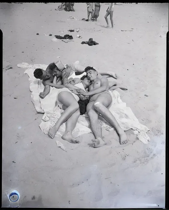 Framed Print : Two Couples Cuddle On Beach Blanket Framed Print : Two Couples Cuddle On Beach Blanket