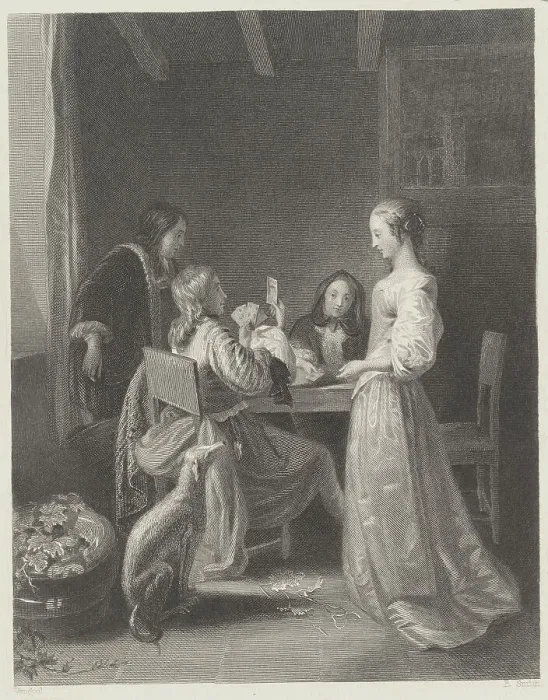 Framed Print : Two Couples Enjoying a Hand of Cards