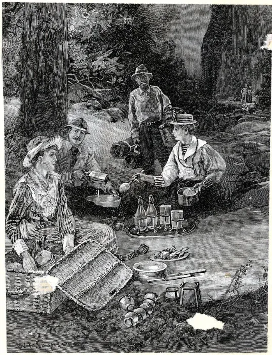 Framed Print : Two Couples On A Picnic Framed Print : Two Couples On A Picnic
