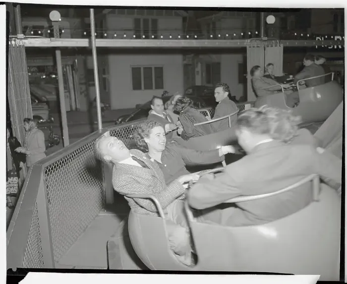 Framed Print : Couples Riding Amusement Park Ride Framed Print : Couples Riding Amusement Park Ride