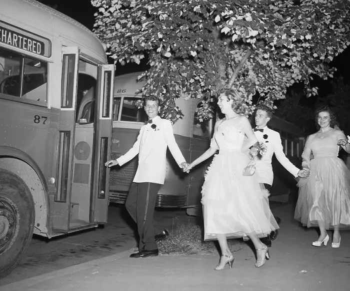 Framed Print : Two Couples Running to the Bus Framed Print : Two Couples Running to the Bus
