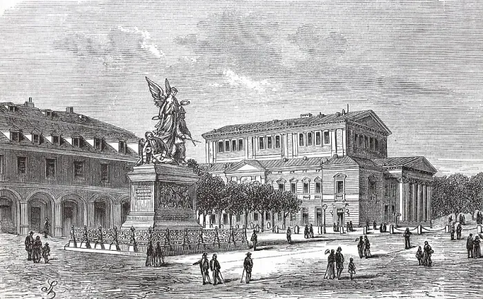 Framed Print : The Court Theatre and the State War Memorial in Darmstadt in 1880, Hesse, Germany, Historic, digitally restored reproduction of an original 19th-century master copy, exact original date not known Framed Print : The Court Theatre and the State War Memorial in Darmstadt in 1880, Hesse, Germany, Historic, digitally restored reproduction of an original 19th-century master copy, exact original date not known