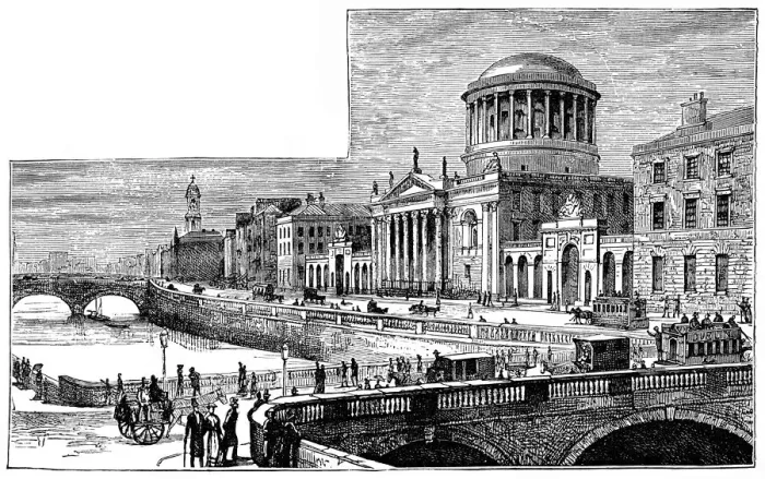 Framed Print : The Four Courts in Dublin, Ireland - 19th Century Framed Print : The Four Courts in Dublin, Ireland - 19th Century