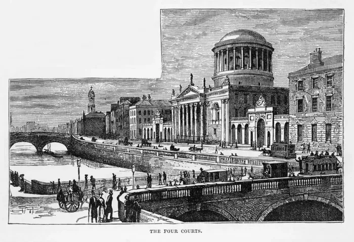 Framed Print : Four Courts in Dublin, Ireland Victorian Engraving, 1840