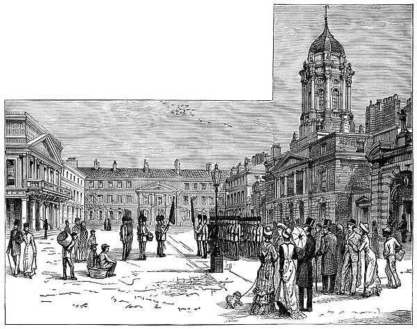 The Courtyard of Dublin Castle (Victorian engraving)