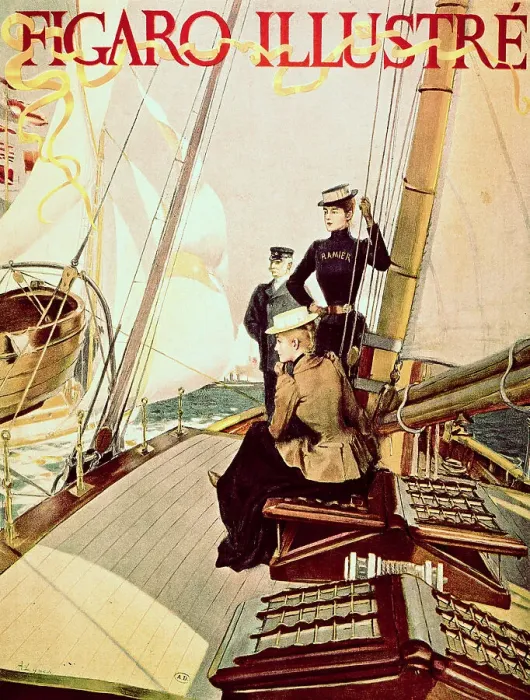 Framed Print : Cover of Figaro Illustre Showing a Yachting Scene Framed Print : Cover of Figaro Illustre Showing a Yachting Scene
