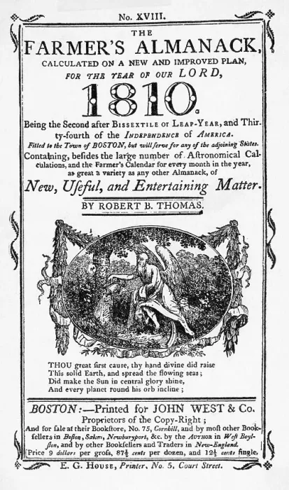 Framed Print : Cover Page Of Farmer'S Almanac 1810 Framed Print : Cover Page Of Farmer'S Almanac 1810