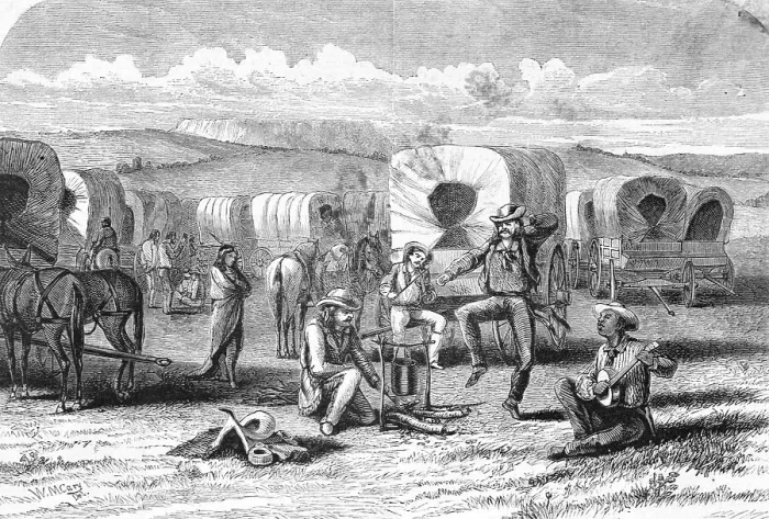 Framed Print : Covered Wagon Train Encampment Framed Print : Covered Wagon Train Encampment