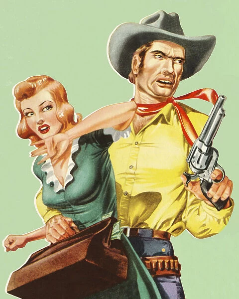 Cowboy Grabbing a Woman