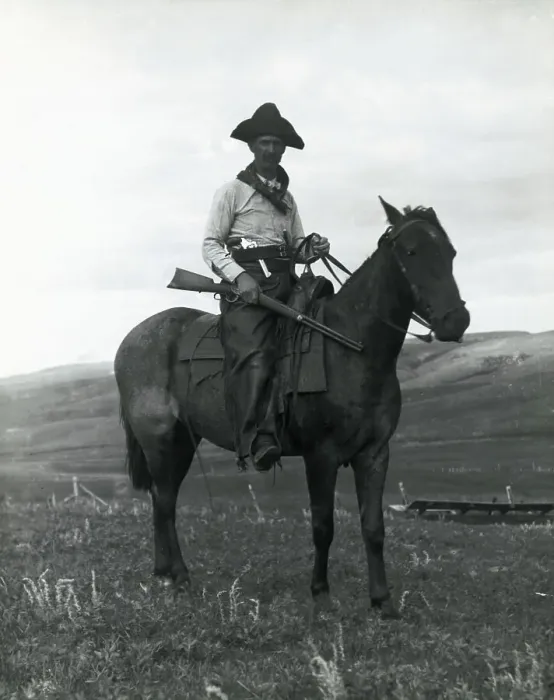 Framed Print : Cowboy on Horseback with Rifle Framed Print : Cowboy on Horseback with Rifle