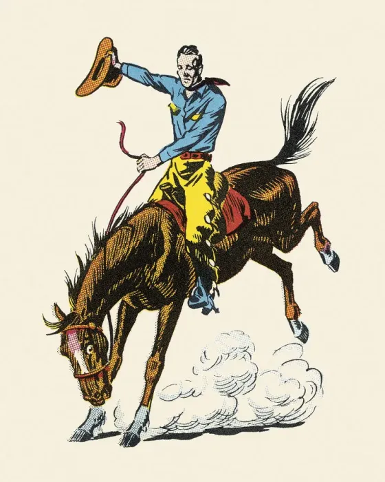 Framed Print : Cowboy Riding Bucking Bronco Framed Print : Cowboy Riding Bucking Bronco