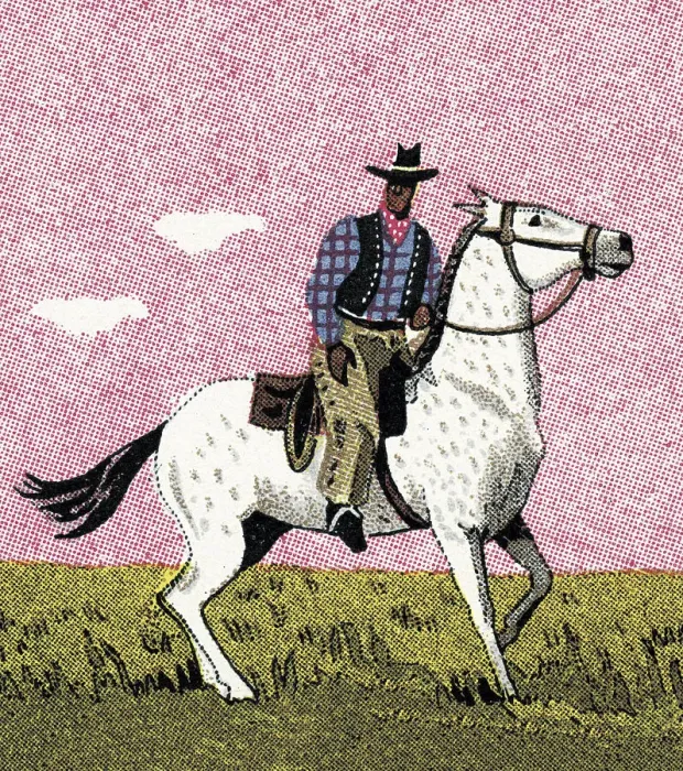 Framed Print : Cowboy Riding a Horse Framed Print : Cowboy Riding a Horse