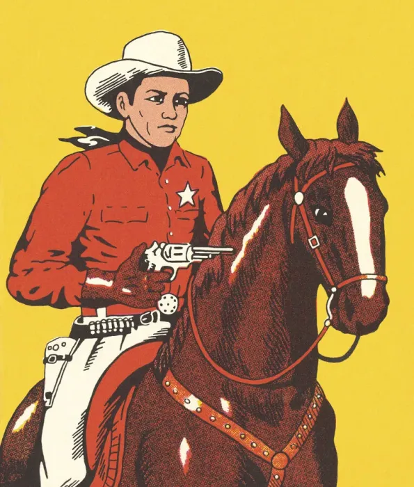 Framed Print : Cowboy Riding a Horse Framed Print : Cowboy Riding a Horse