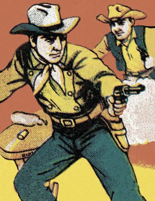 Framed Print : Two Cowboys with Guns Framed Print : Two Cowboys with Guns