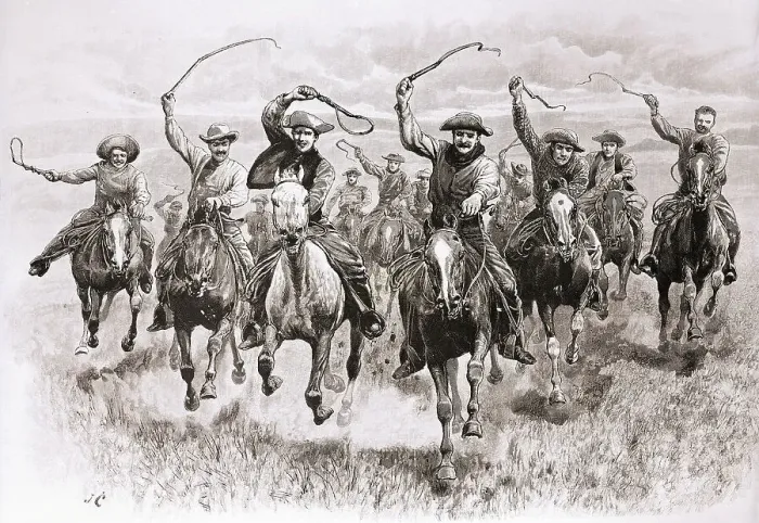 Framed Print : The Cowboy's Race Woodcut Framed Print : The Cowboy's Race Woodcut