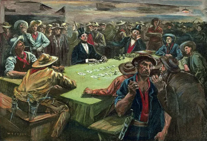 Framed Print : Cowboys Watching Card Game Framed Print : Cowboys Watching Card Game