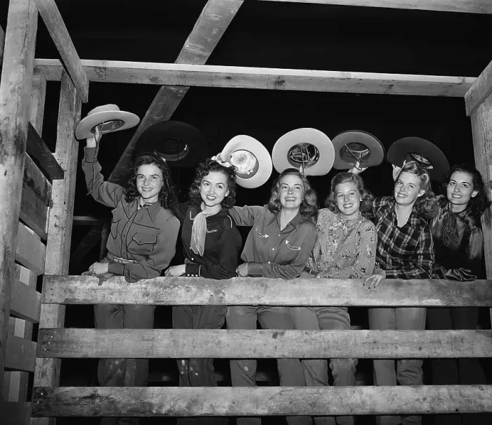 Framed Print : Cowgirls Waving Their Ten-Gallon Hats Framed Print : Cowgirls Waving Their Ten-Gallon Hats