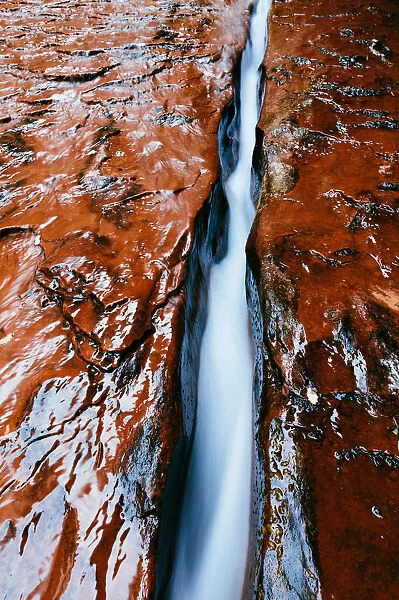 The Crack with water flowing, Zion, Utah, USA