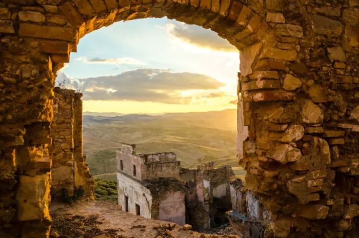 Framed Print : Craco, Province of Matera, Southern Italy