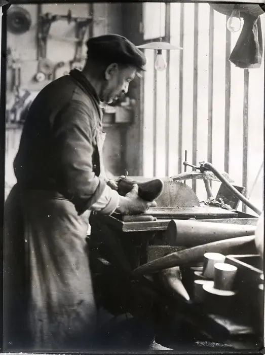 Framed Print : Craftsman At Saw With Block Of Ivory Framed Print : Craftsman At Saw With Block Of Ivory