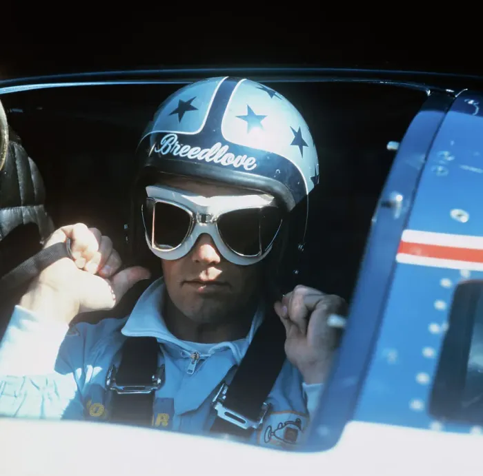 Framed Print : Craig Breedlove Wearing Goggles and Helmet