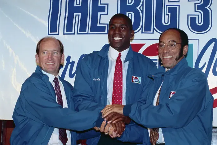 Framed Print : Craig E. Weatherup, Earvin Magic Johnson and Earl G. Graves Clasping Hands Framed Print : Craig E. Weatherup, Earvin Magic Johnson and Earl G. Graves Clasping Hands