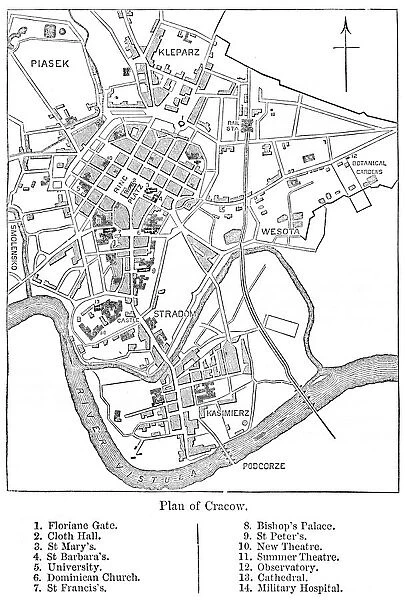 Crakow city plan 1884
