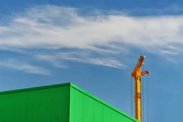Framed Print : Crane Over Green Under Blue Framed Print : Crane Over Green Under Blue