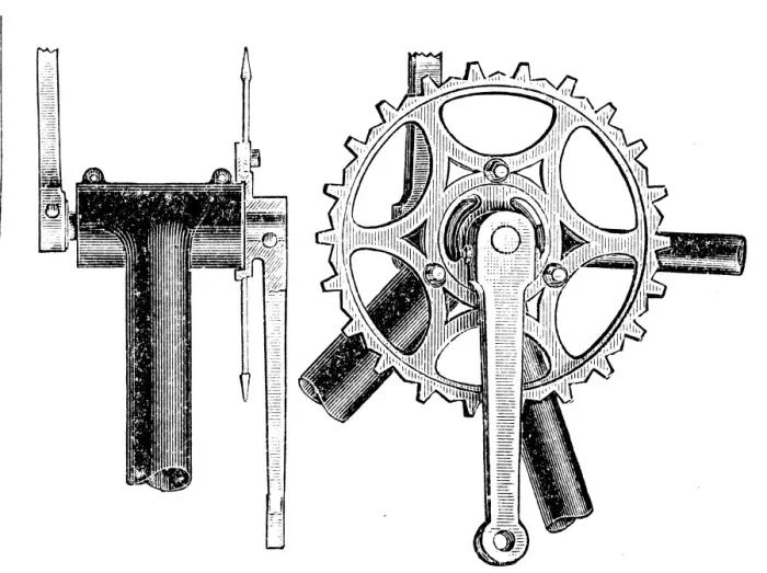 Framed Print : Crankset. Antique illustration bicycle cranks on a white background Framed Print : Crankset. Antique illustration bicycle cranks on a white background