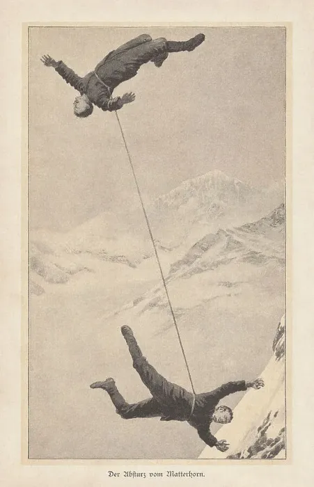 Framed Print : The crash from the Matterhorn in 1865, raster print, 1895